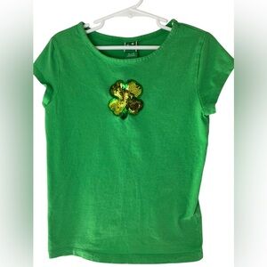 St. Patrick’s Day Bling Shamrock T-Shirt Kids Size 7/8(Size M) Kelly Green